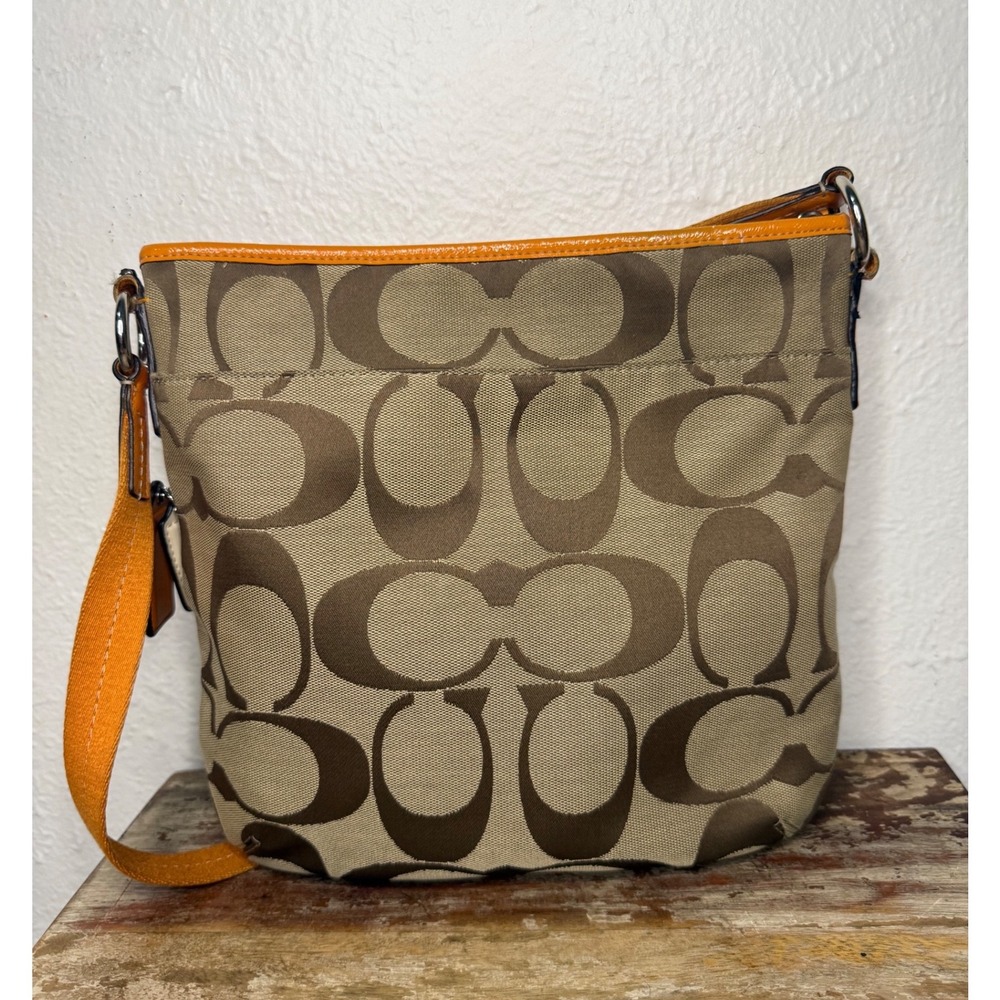 Vtg Coach Signature Canvas Crossbody Shoulder Bag With Matching Wallet F21905 - Picture 3 of 11